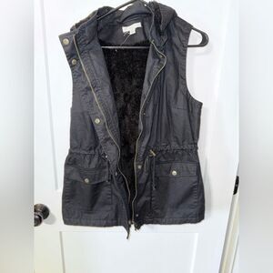 Black Utility Vest with Hood